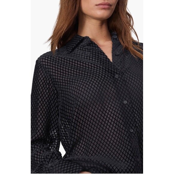 Rag & Bone Women's Lila Burnout Button-Up Shirt Black Size M - Picture 4 of 12
